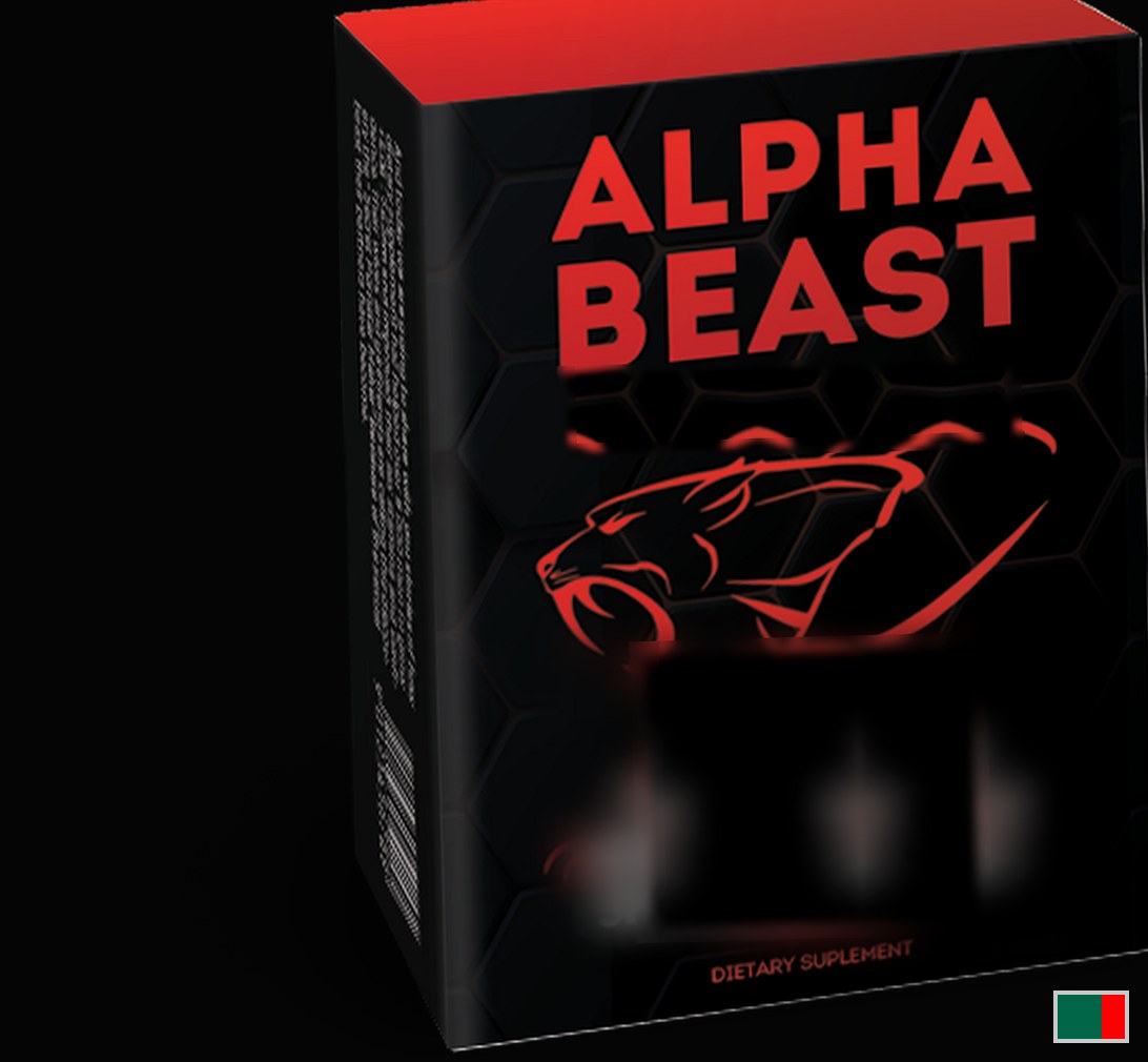 Alpha Beast — embalagem do suplemento alimentar com o logótipo da pantera